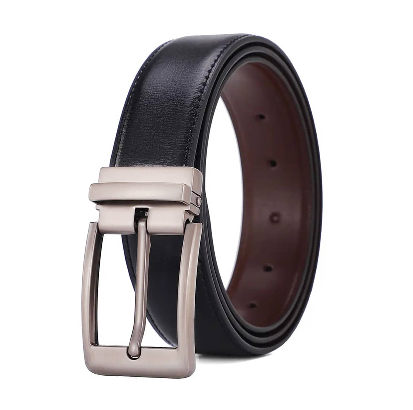 Loopa - Black Faux Leather Men's Reversible Belt ( Pack of 1 )