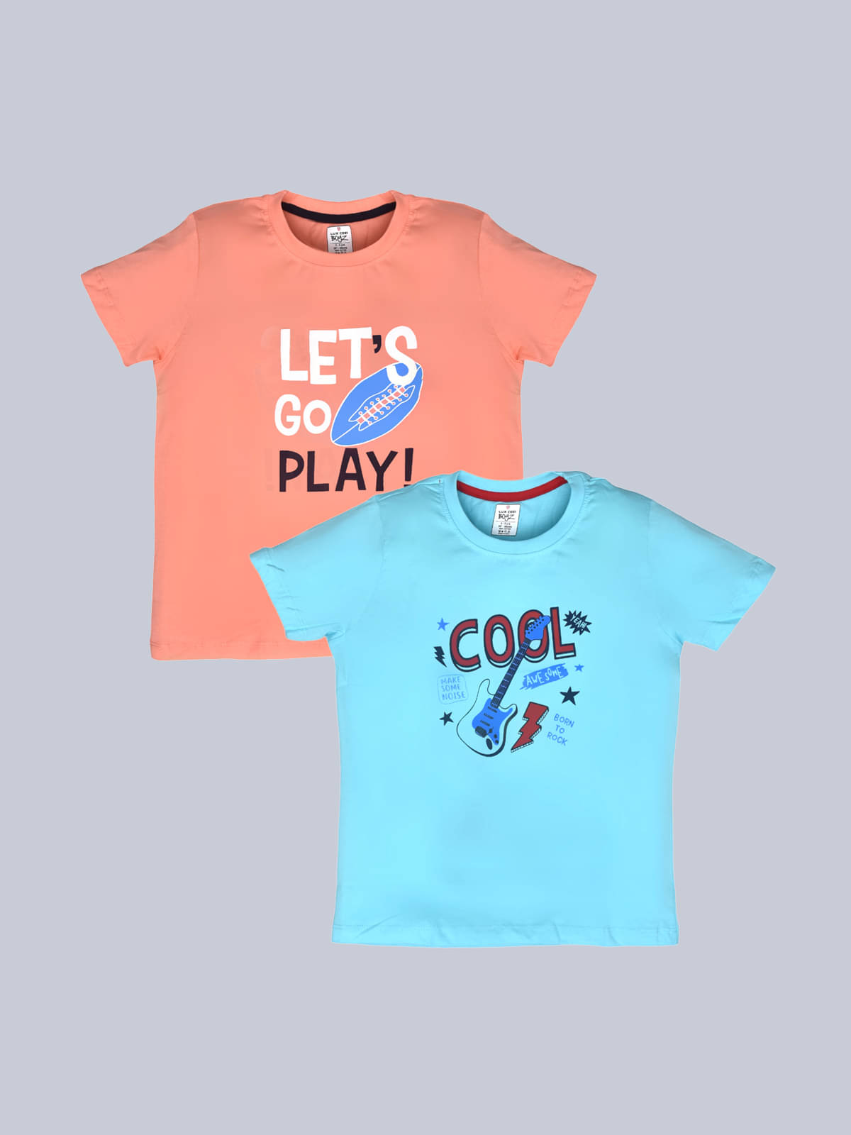     			Lux Cozi Pack of 2 Boys Cotton T-Shirt ( Peach )