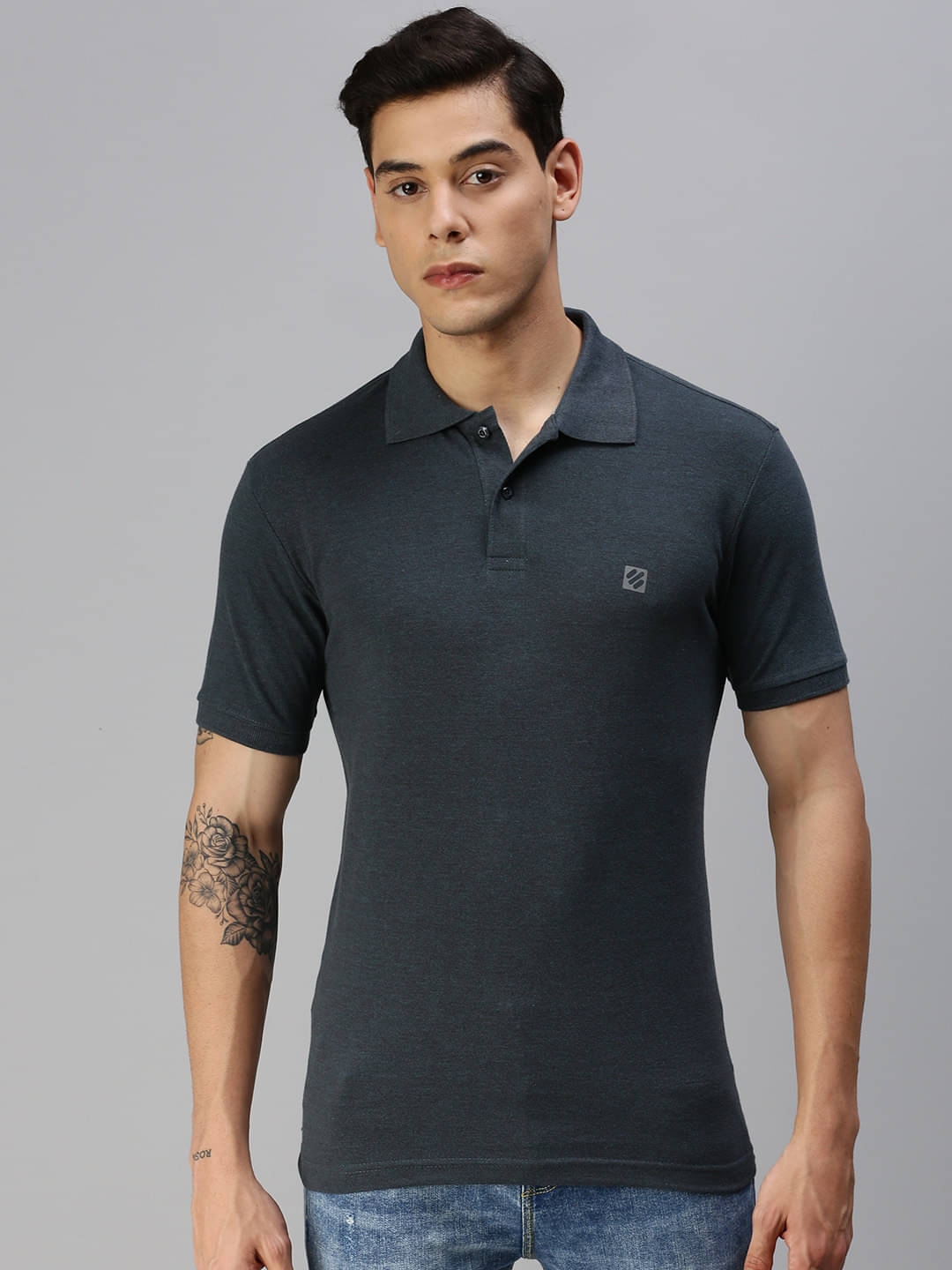     			ONN - Grey Melange Cotton Regular Fit Men's Polo T Shirt ( Pack of 1 )
