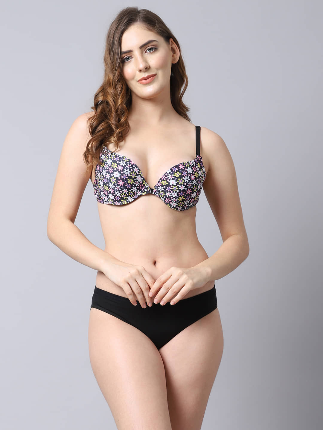 PrettyCat Polyester Women's Bra & Panty Set ( Pink )
