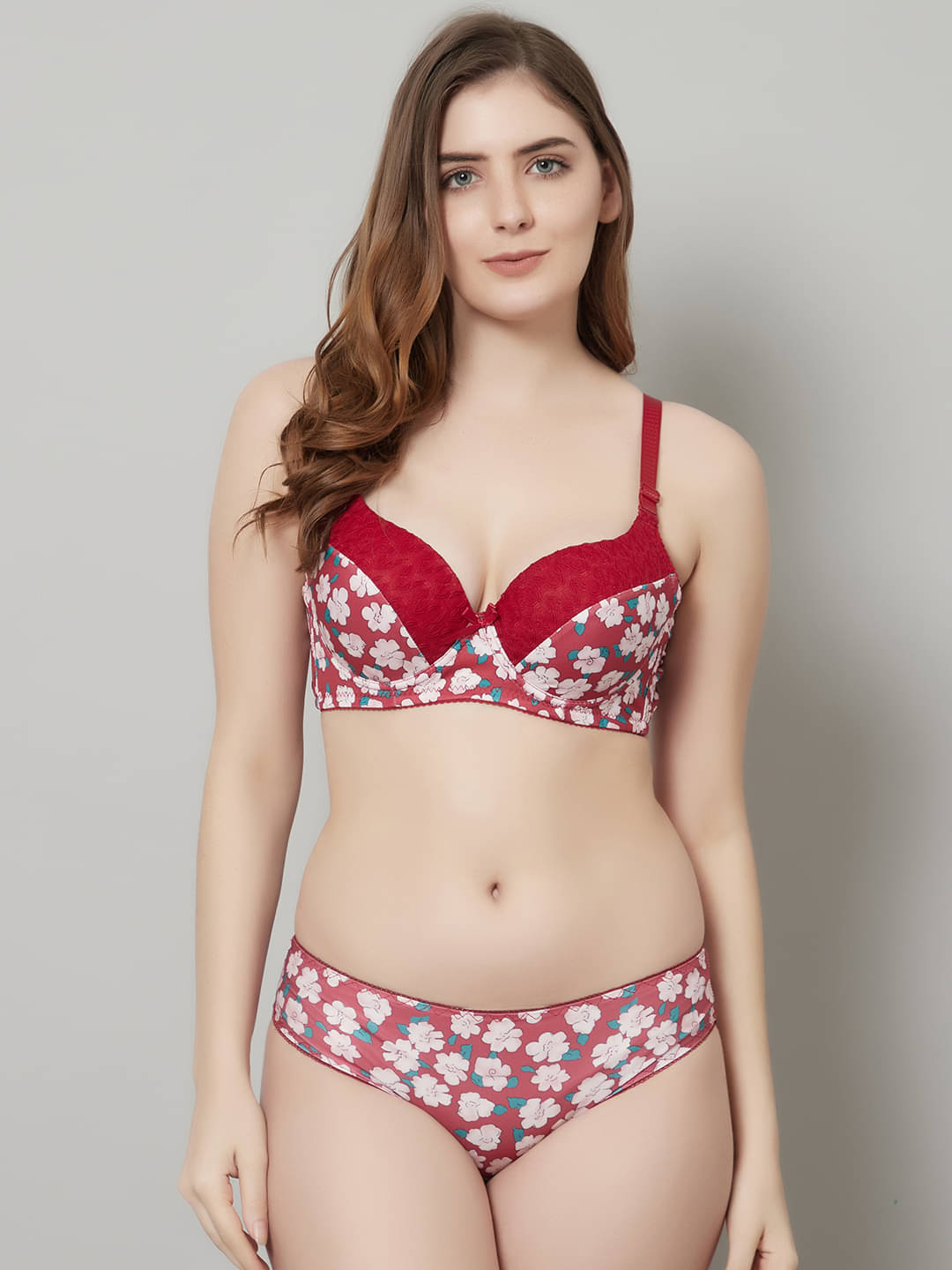     			PrettyCat Polyester Women's Bra & Panty Set ( Red )
