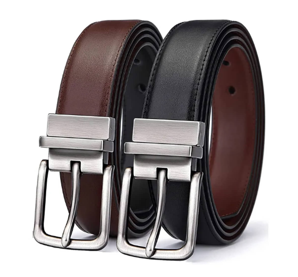 SILKSHOPPING - Black Faux Leather Men's Formal Belt ( Pack of 2 )