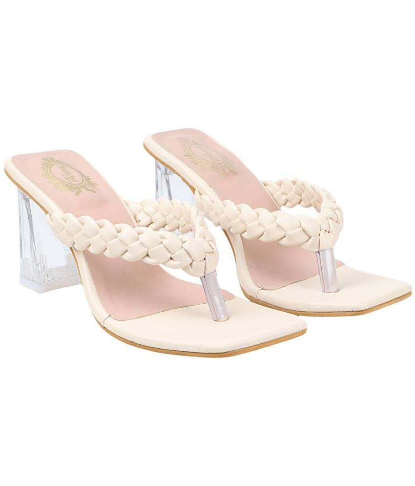     			Shoetopia - Cream Women's Slip On Heels