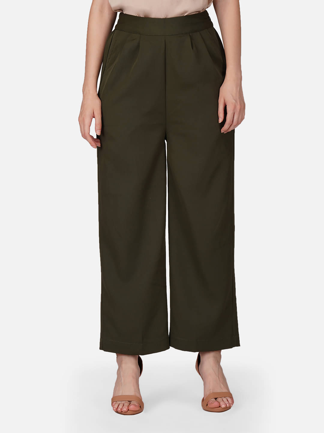     			fabcoast - Green Cotton Blend Regular Women's Casual Pants ( Pack of 1 )