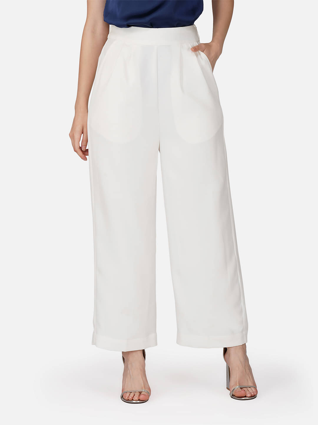     			fabcoast - White Cotton Blend Regular Women's Casual Pants ( Pack of 1 )