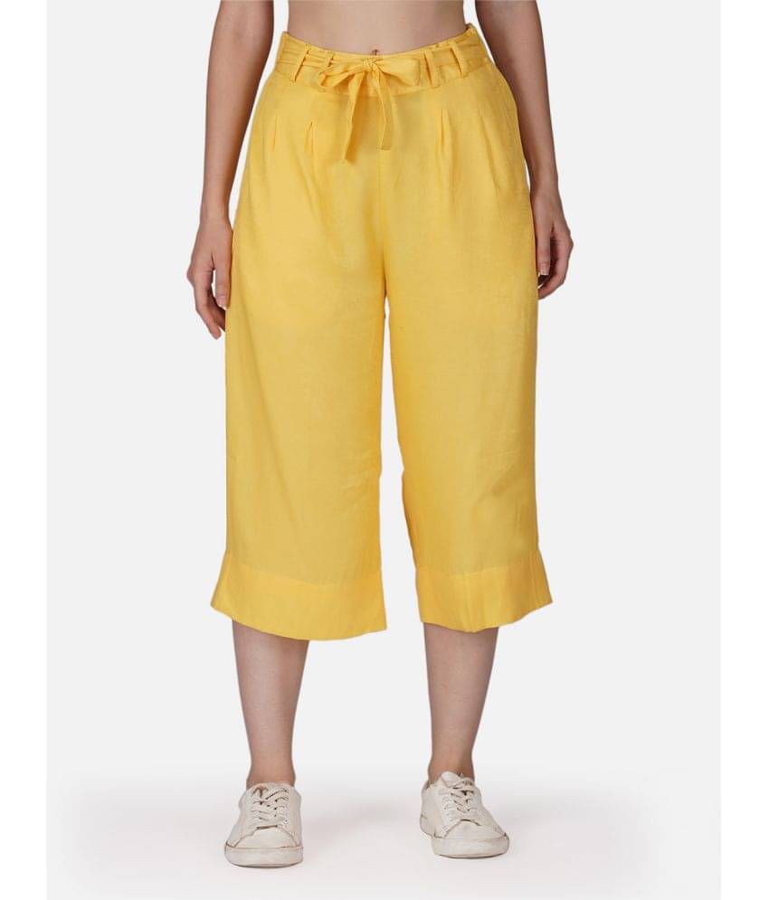     			fabcoast - Yellow Cotton Regular Women's Casual Pants ( Pack of 1 )