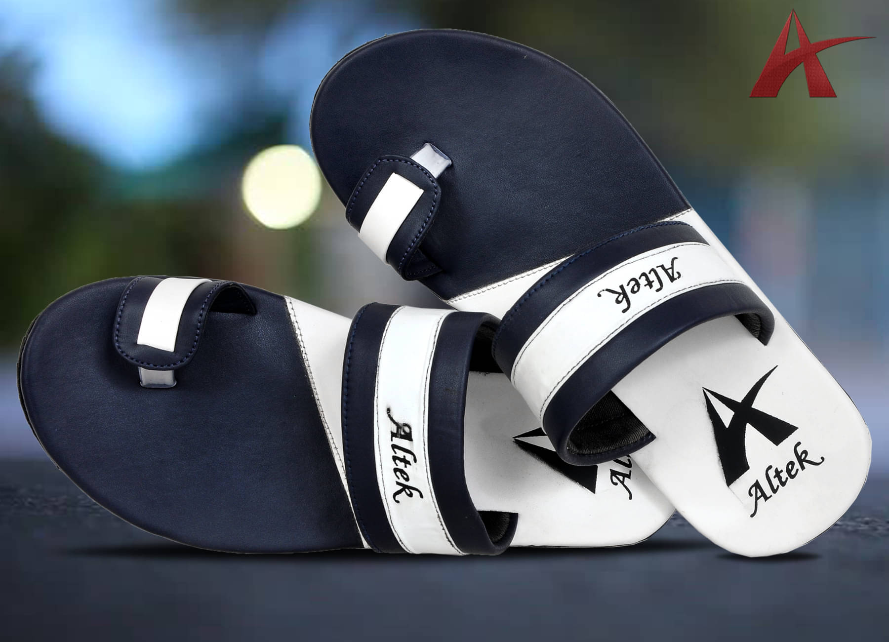     			Altek - White Men's Leather Slipper