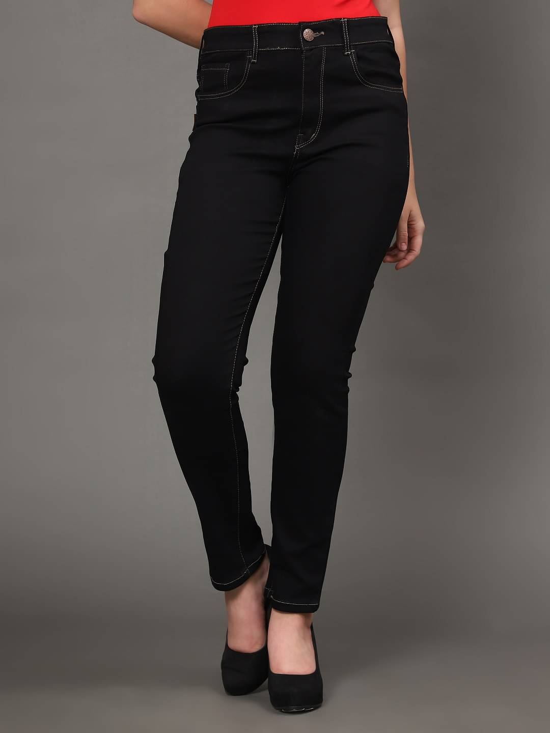     			AngelFab - Black Denim Skinny Women's Casual Pants ( Pack of 1 )