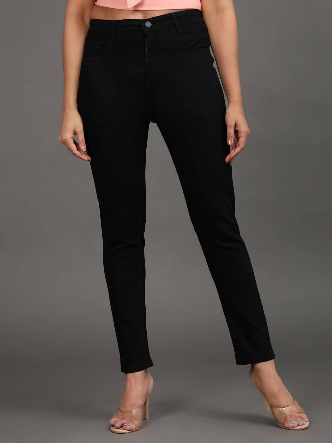    			AngelFab - Black Denim Skinny Women's Casual Pants ( Pack of 1 )
