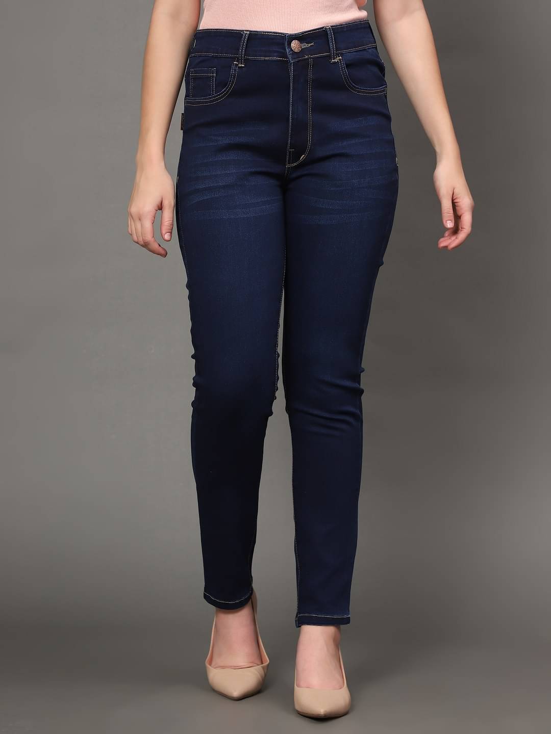     			AngelFab - Blue Denim Skinny Women's Casual Pants ( Pack of 1 )