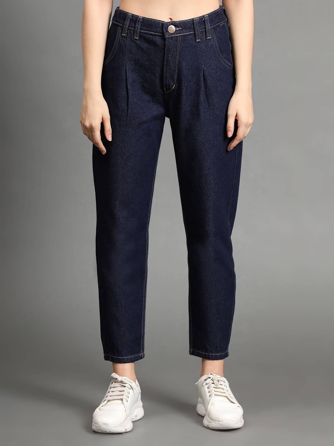     			AngelFab - Navy Blue Denim Straight Women's Casual Pants ( Pack of 1 )