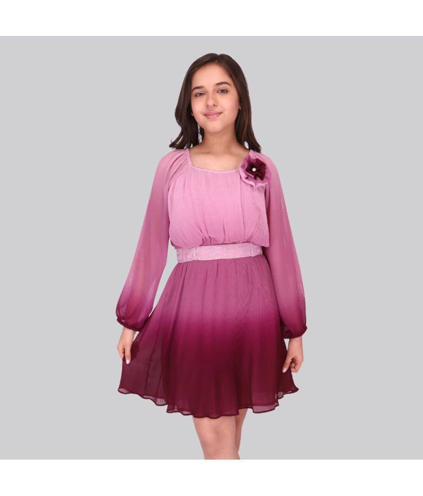 Cutecumber Georgette Fit And Flare Dress For Girls ( Pack of 1 , Purple ) Cutecumber Georgette Fit And Flare Dress For Girls ( Pack of 1 , Purple )