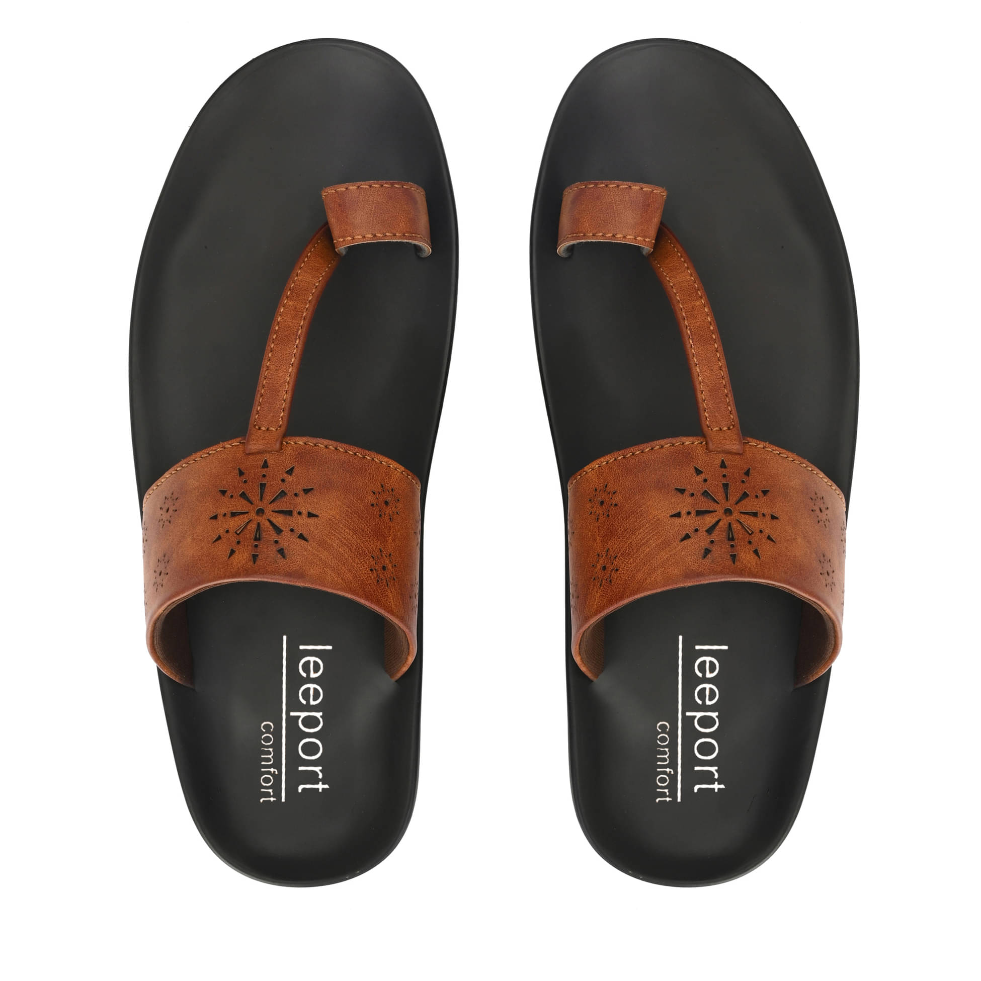     			Leeport - Tan Men's Leather Slipper
