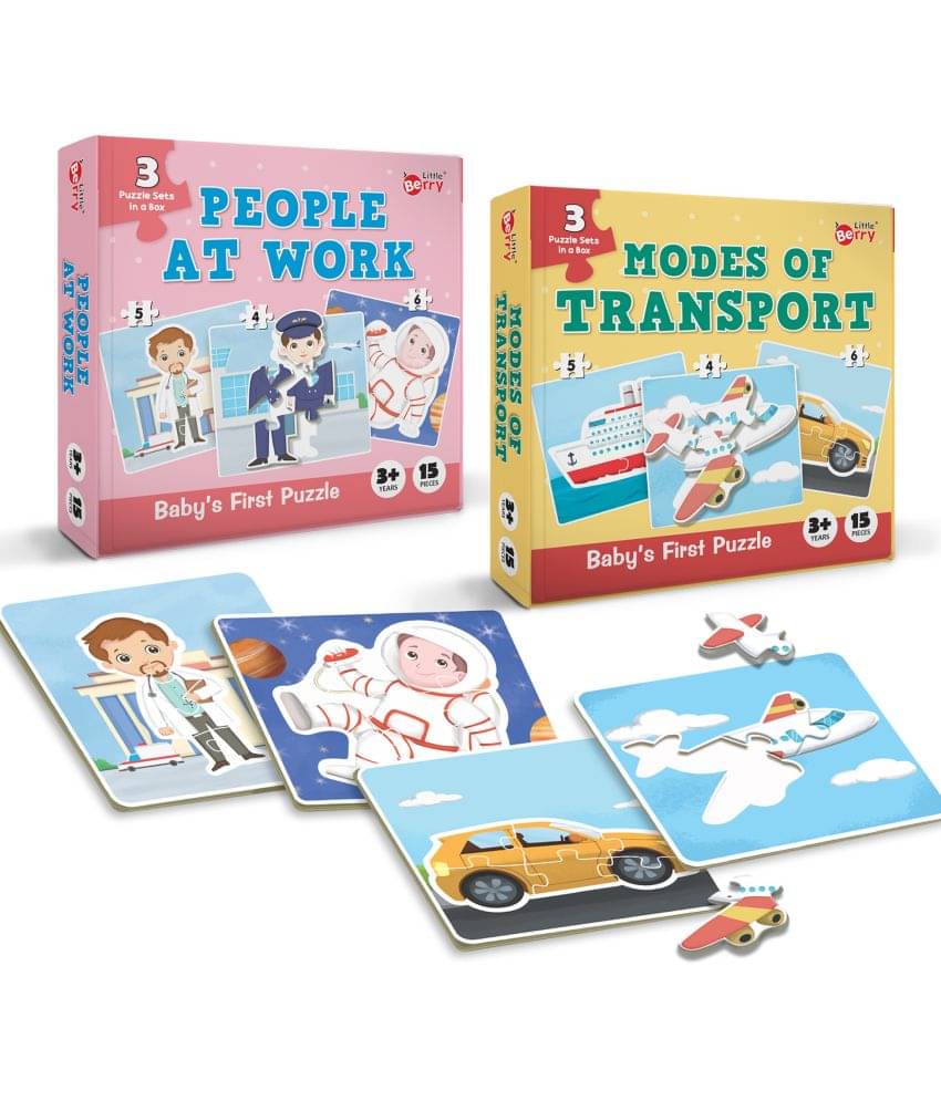 Little Berry Baby’s First Jigsaw Puzzle Set of 2 for Kids: People At Work and Modes of Transport - 15 Puzzle Pieces Each Little Berry Baby’s First Jigsaw Puzzle Set of 2 for Kids: People At Work and Modes of Transport - 15 Puzzle Pieces Each
