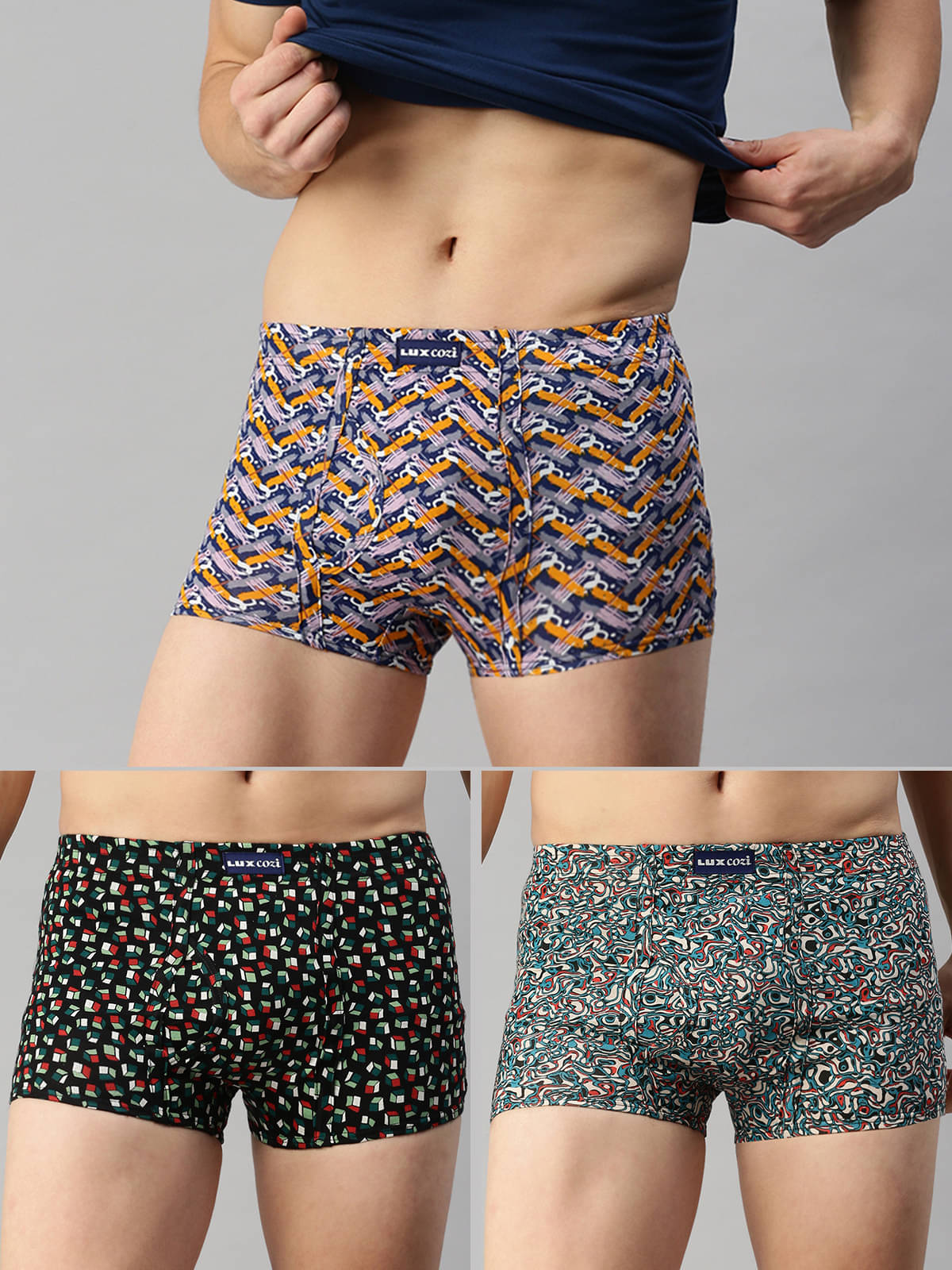 Pack of 3 Lux Cozi - Black Cotton Men's Trunks     			Pack of 3 Lux Cozi - Black Cotton Men's Trunks