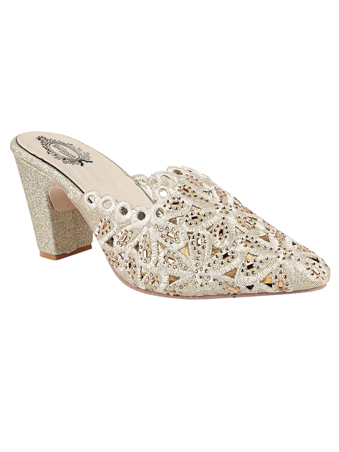 Shoetopia - Gold Women's Mules Heels     			Shoetopia - Gold Women's Mules Heels