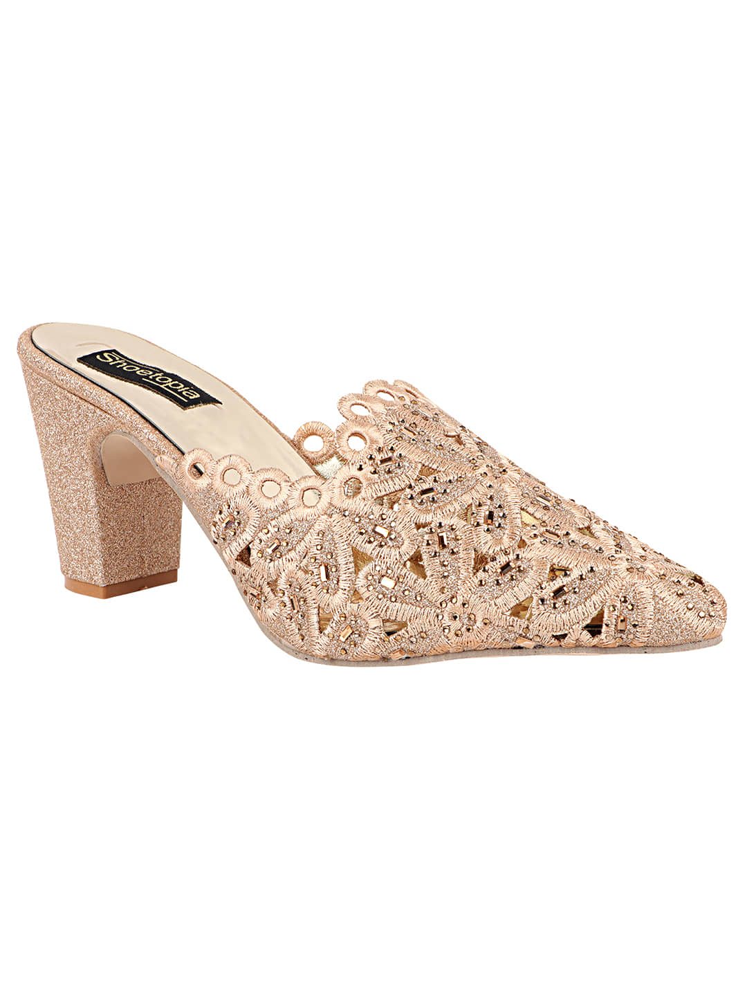 Shoetopia - Gold Women's Mules Heels - Heels | Buy online on ZillyBuy