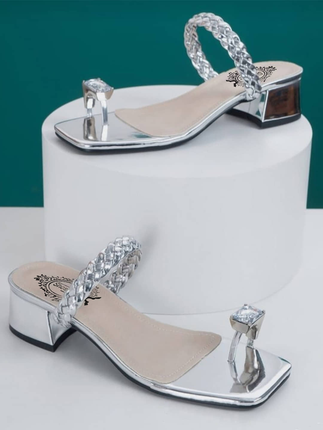 Shoetopia Silver Women's Slip On Heels - Heels | Buy online on ZillyBuy
