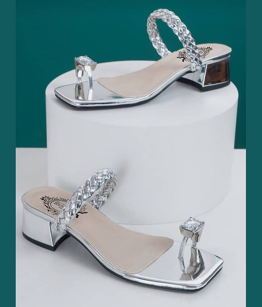 Shoetopia Silver Women's Slip On Heels - Heels | Buy online on ZillyBuy