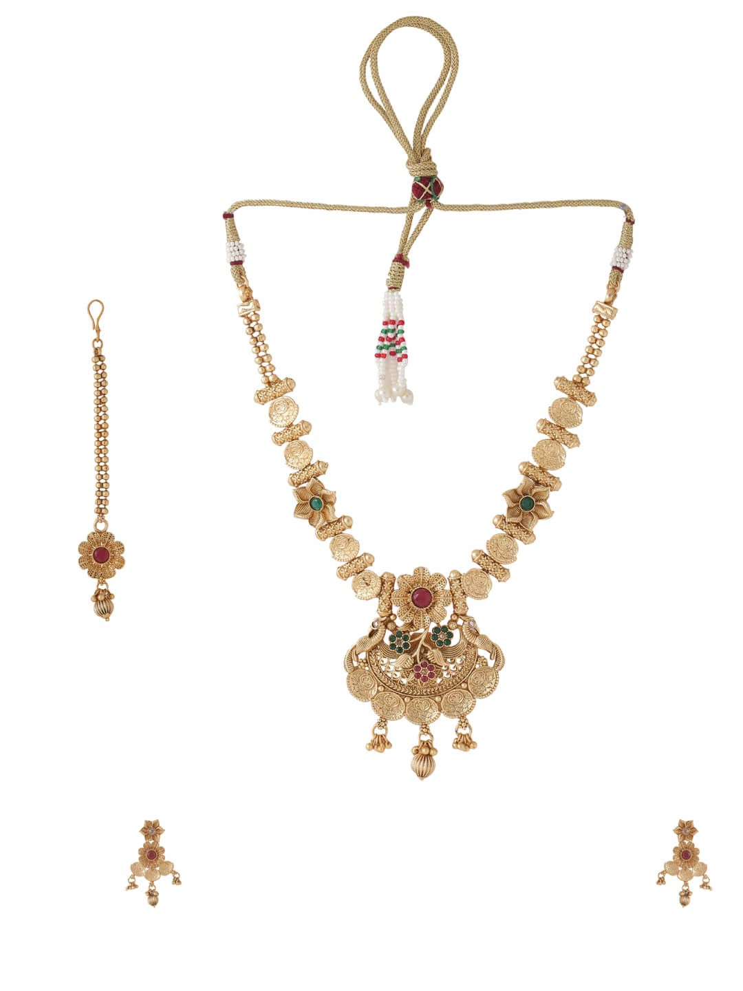 VIRAASI - Gold Brass Necklace Set ( Pack of 1 )