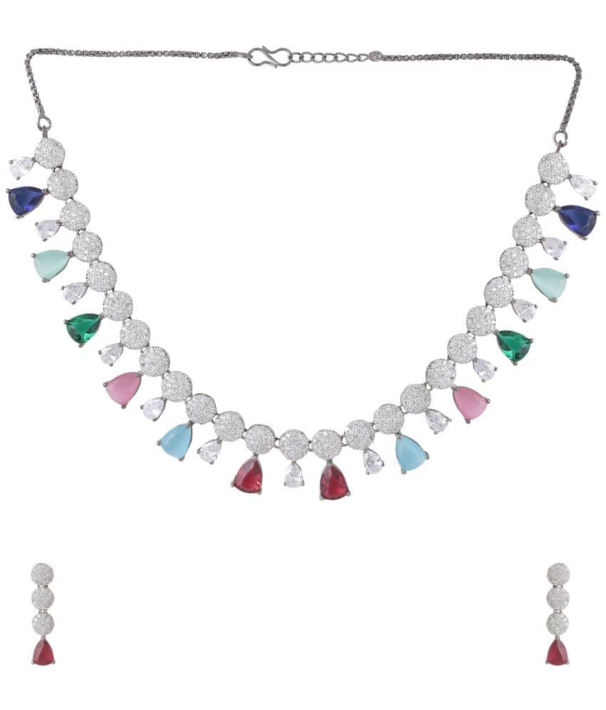 VIRAASI - Multicolor Brass Necklace Set ( Pack of 1 )