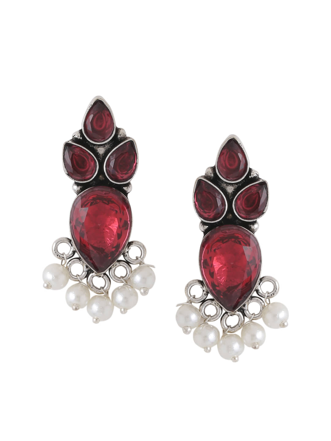 VIRAASI - Red Danglers Earrings ( Pack of 1 ) - Earrings | Buy online on ZillyBuy