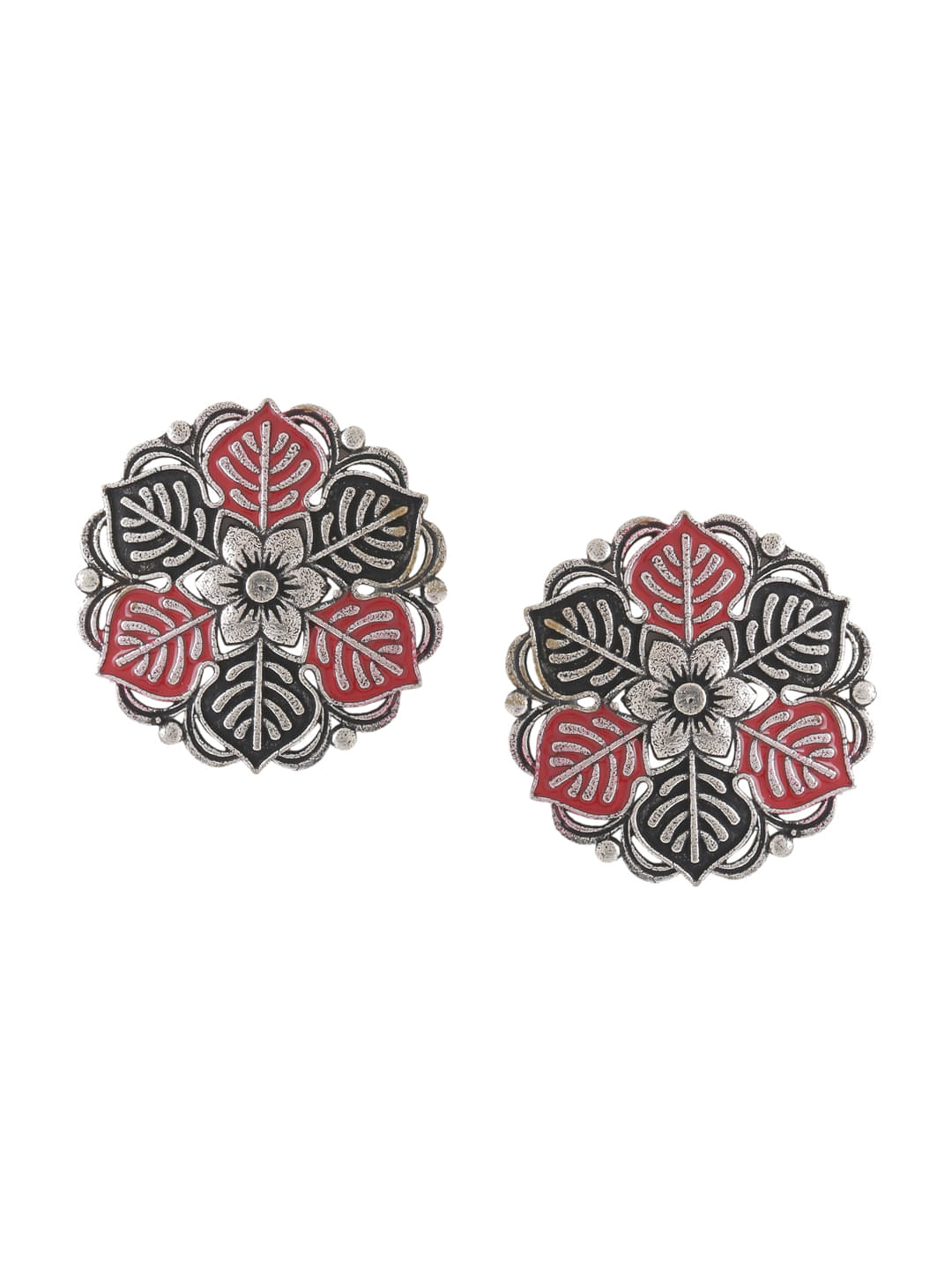     			VIRAASI - Red Stud Earrings ( Pack of 1 )