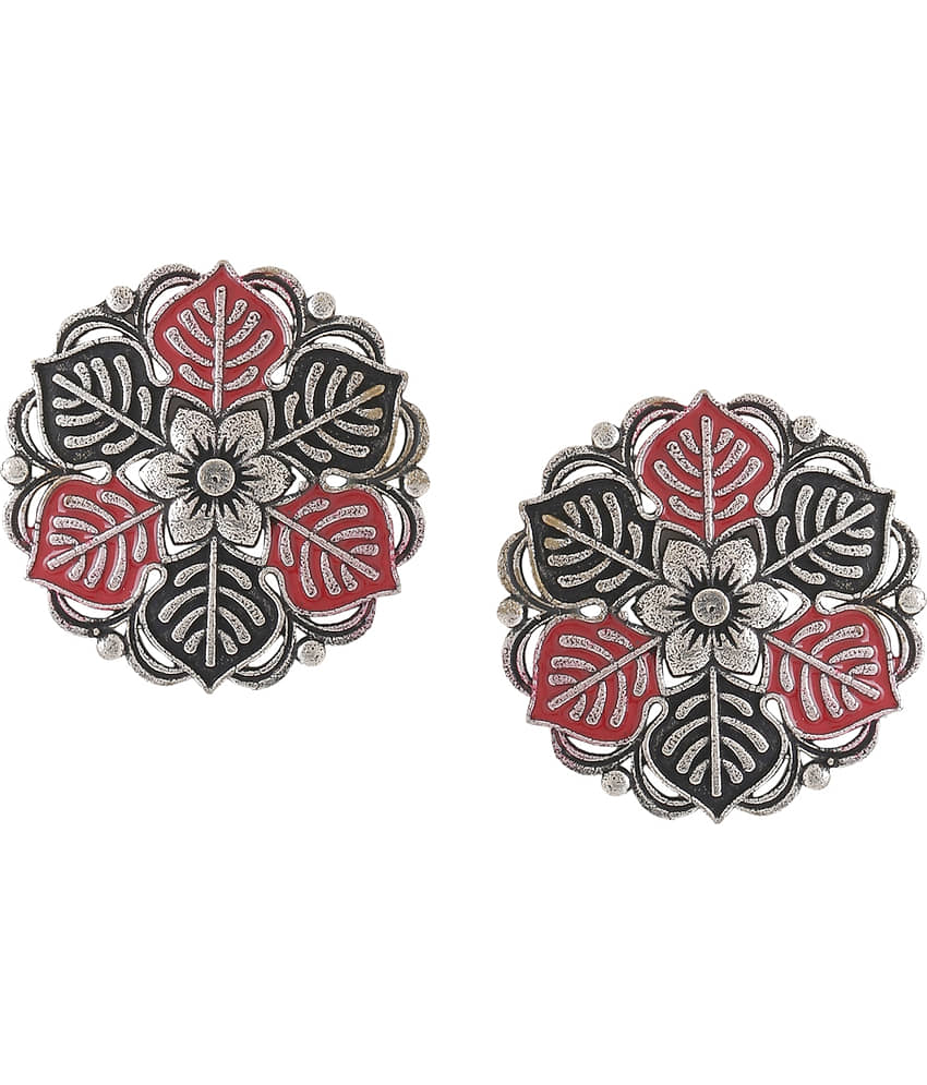VIRAASI - Red Stud Earrings ( Pack of 1 ) - Earrings | Buy online on ZillyBuy