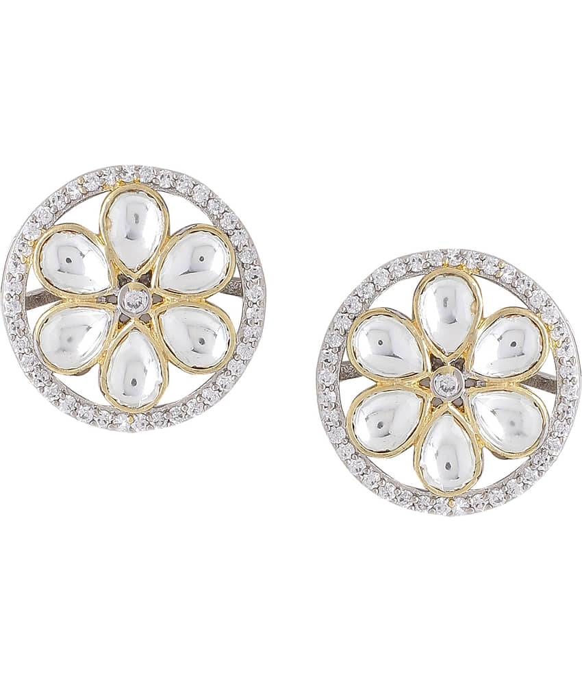 VIRAASI - Silver Stud Earrings ( Pack of 1 ) - Earrings | Buy online on ZillyBuy