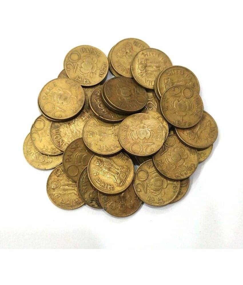 godhood - 20 Paise Brass Coin Lotus Pack of 10 Numismatic Coins godhood - 20 Paise Brass Coin Lotus Pack of 10 Numismatic Coins