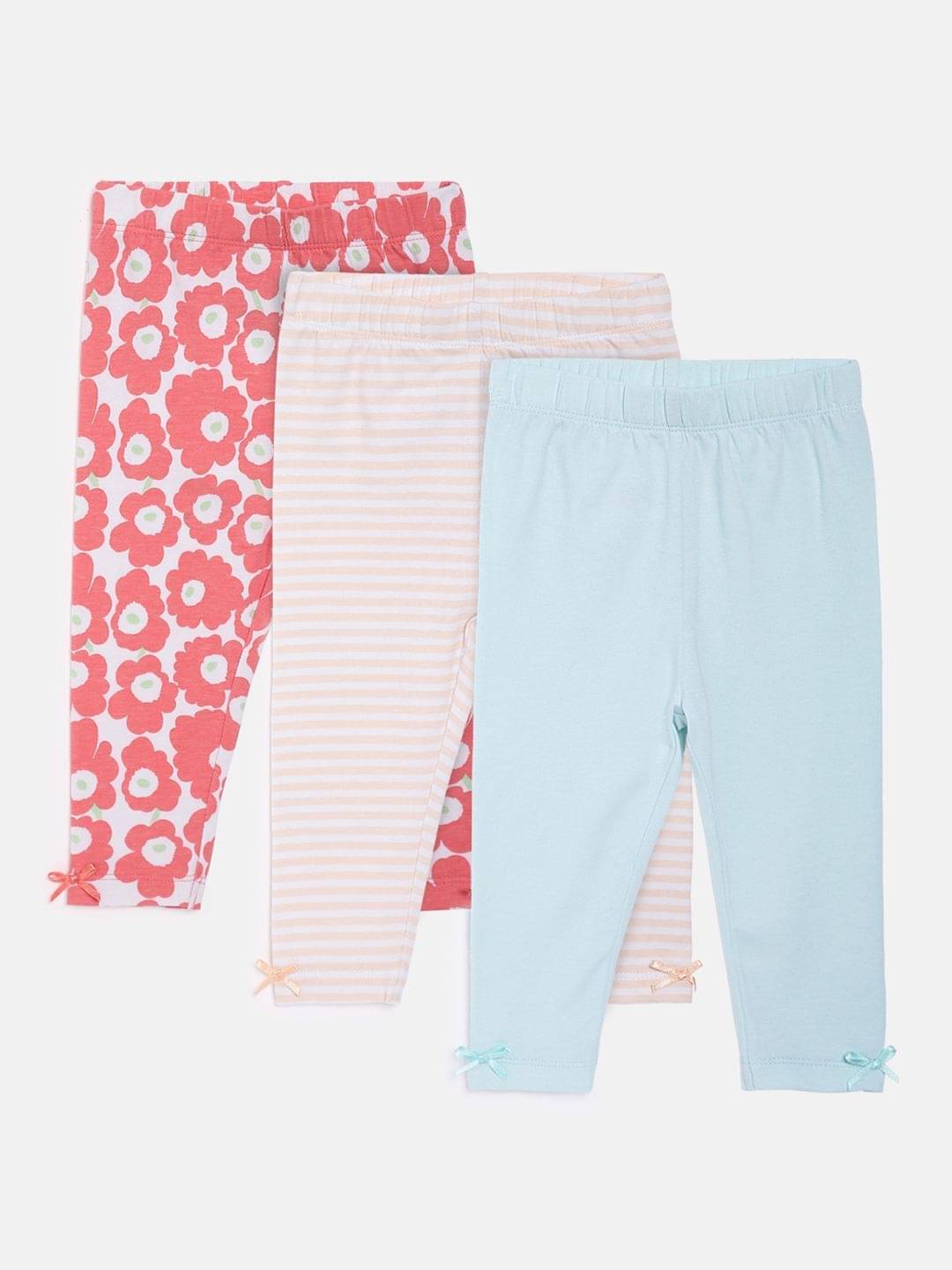     			miniklub Pack of 3 Baby Girls Cotton Legging ( Multi )