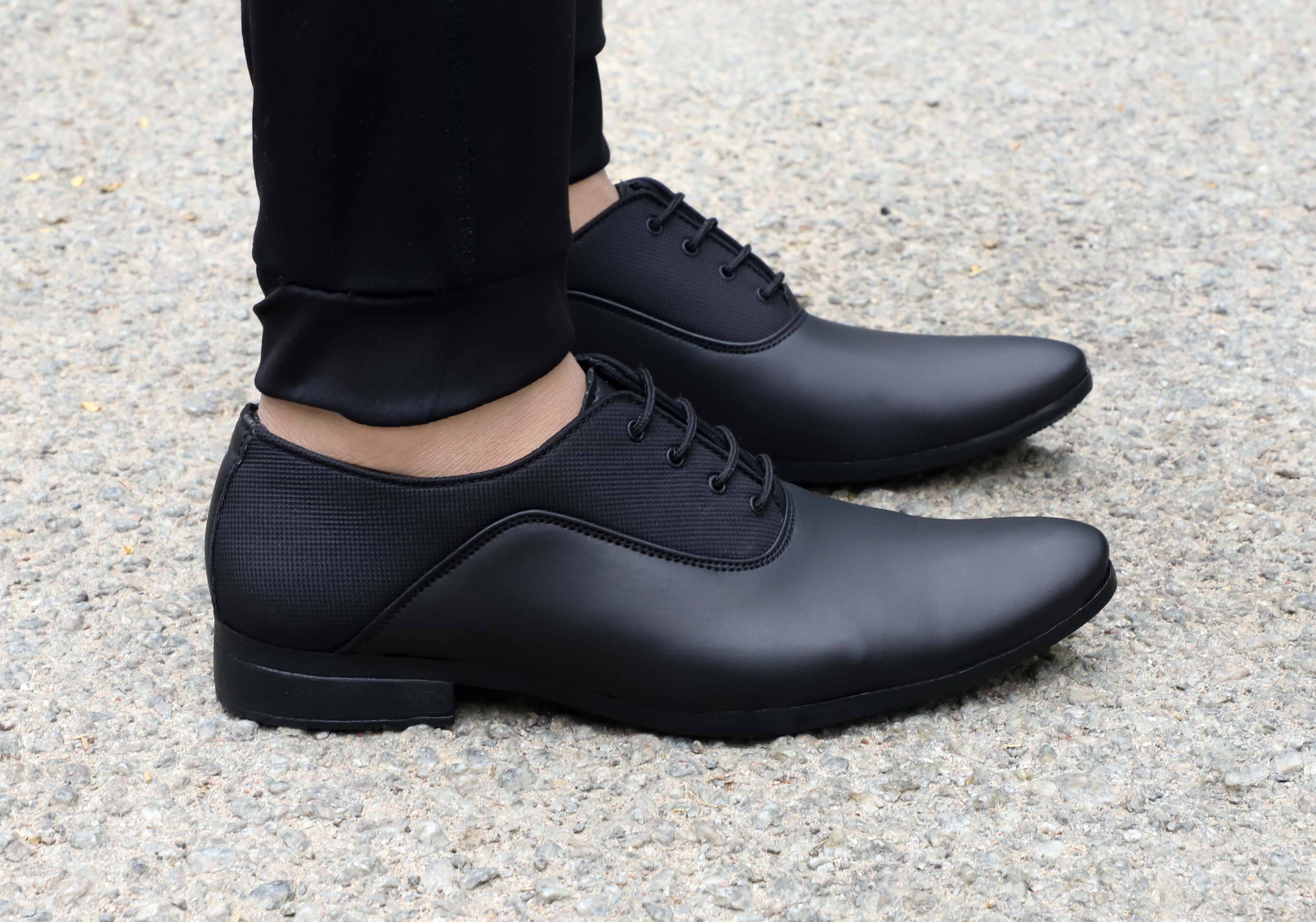     			Aadi Black Men's Derby Formal Shoes