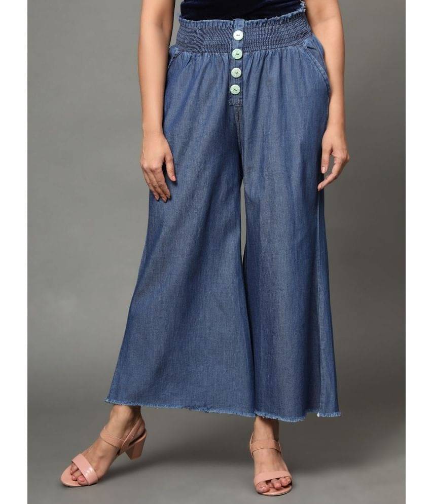     			AngelFab - Blue Denim Flared Women's Palazzos ( Pack of 1 )