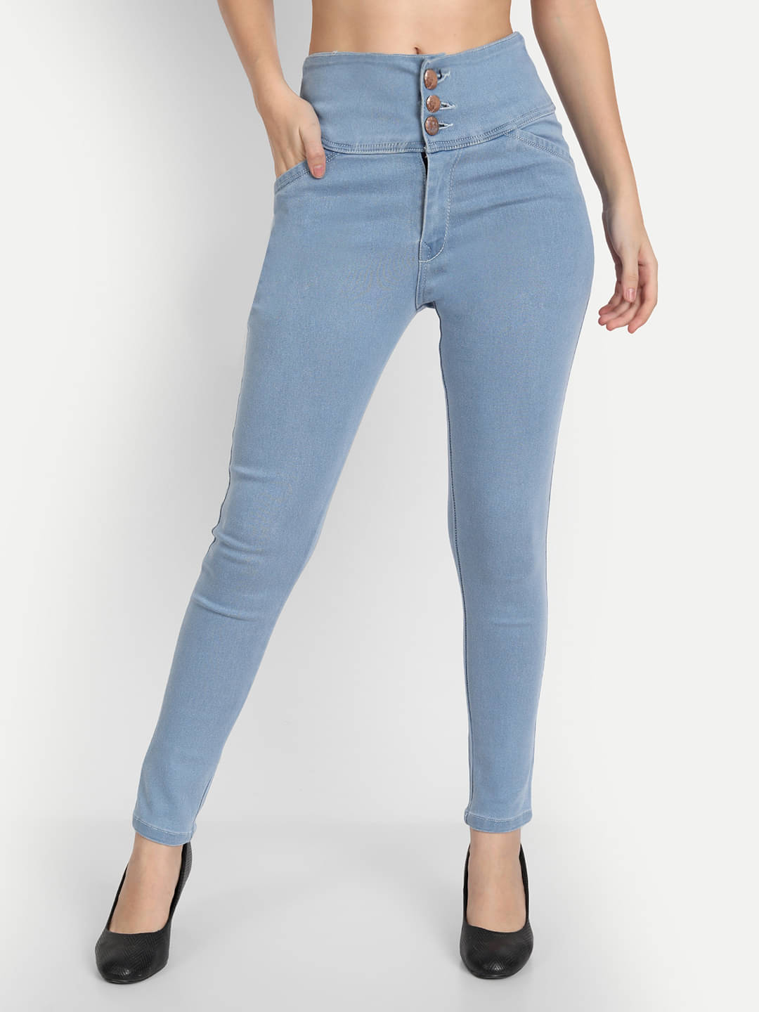 AngelFab - Light Blue Denim Skinny Fit Women's Jeans ( Pack of 1 ) AngelFab - Light Blue Denim Skinny Fit Women's Jeans ( Pack of 1 )