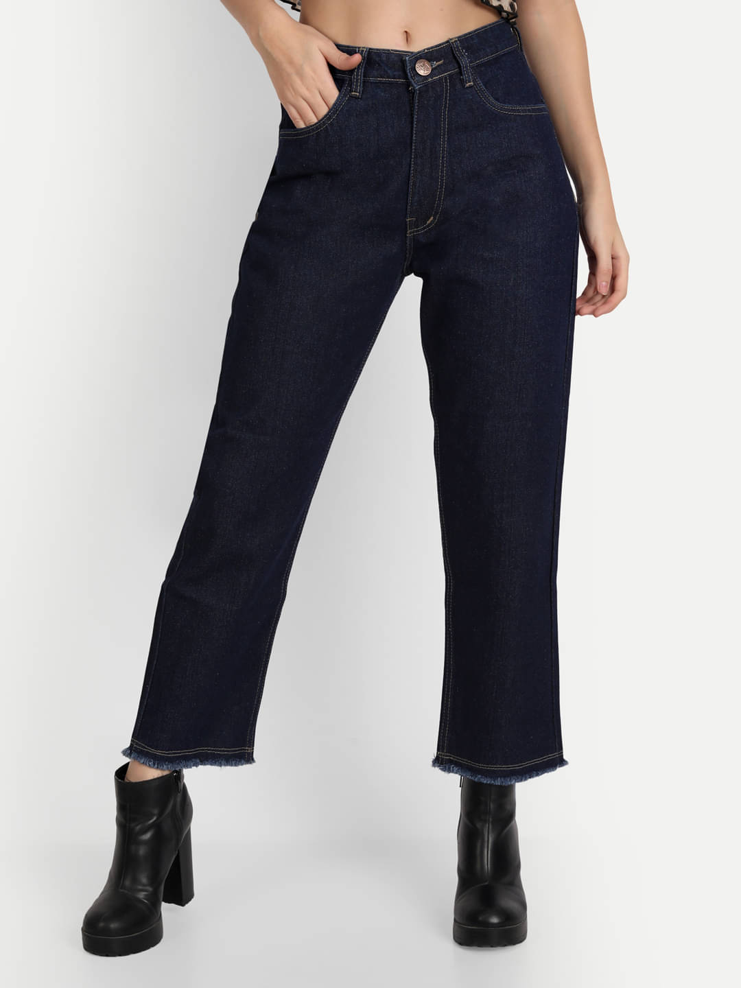     			AngelFab - Navy Blue Denim Straight Fit Women's Jeans ( Pack of 1 )