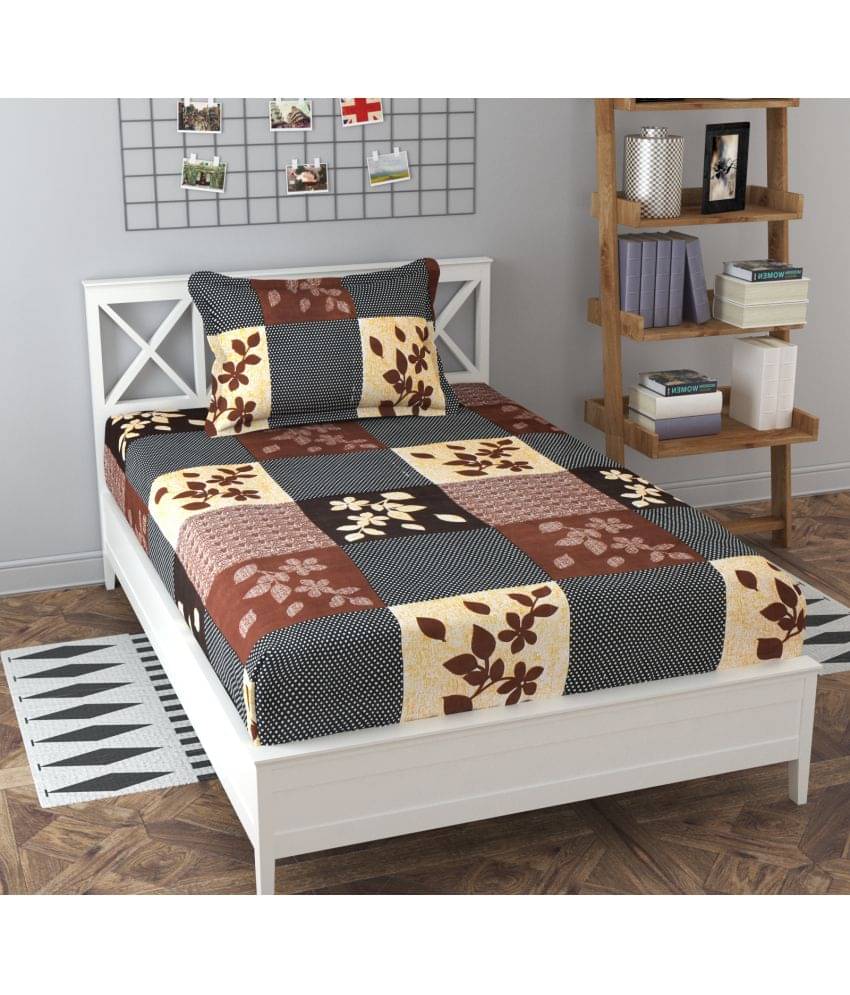 Apala Microfiber Abstract Single Bedsheet with 1 Pillow Cover - Brown Apala Microfiber Abstract Single Bedsheet with 1 Pillow Cover - Brown