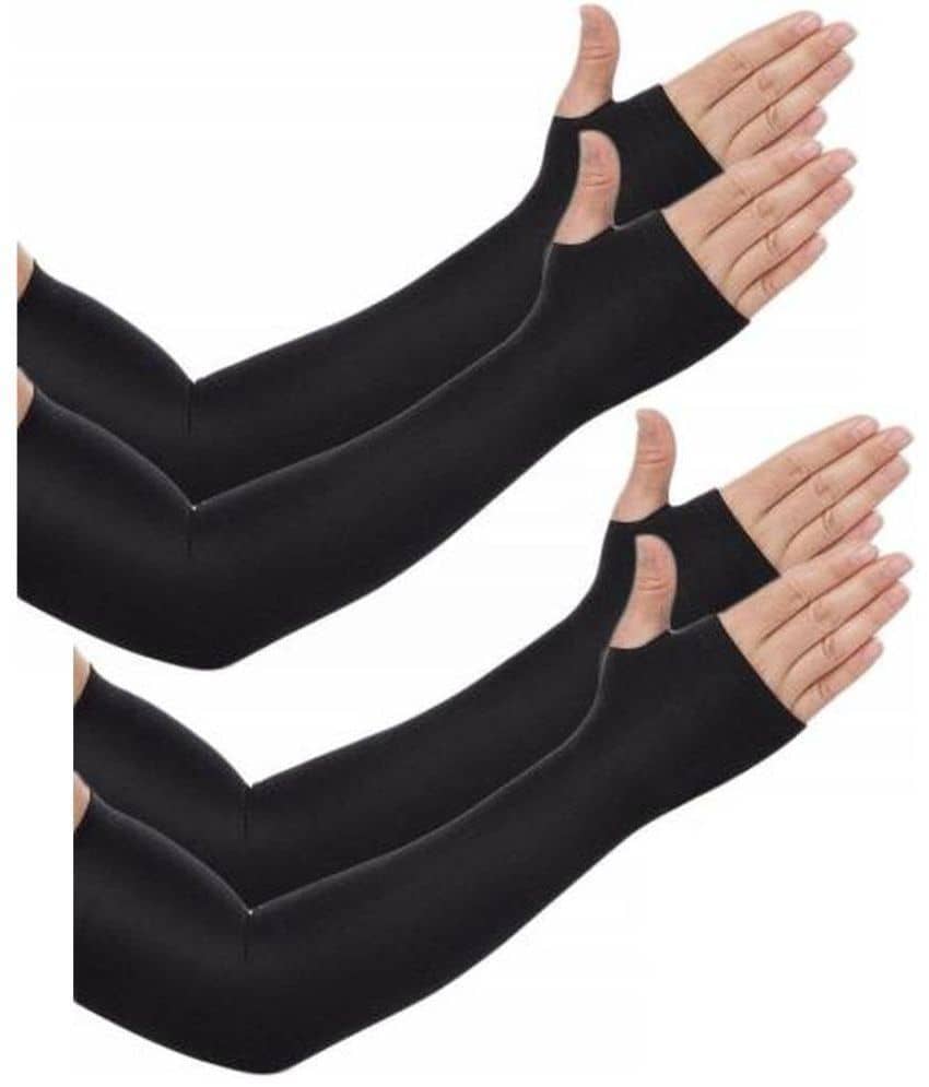 Bentag - Black Solid Riding Sleeves ( Set of 2 )