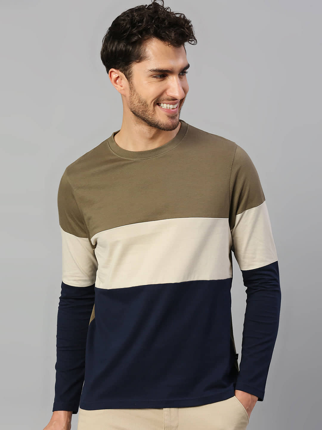 Dennis Lingo Pack of 1 100% Cotton Slim Fit Men's T-Shirt ( Olive )
