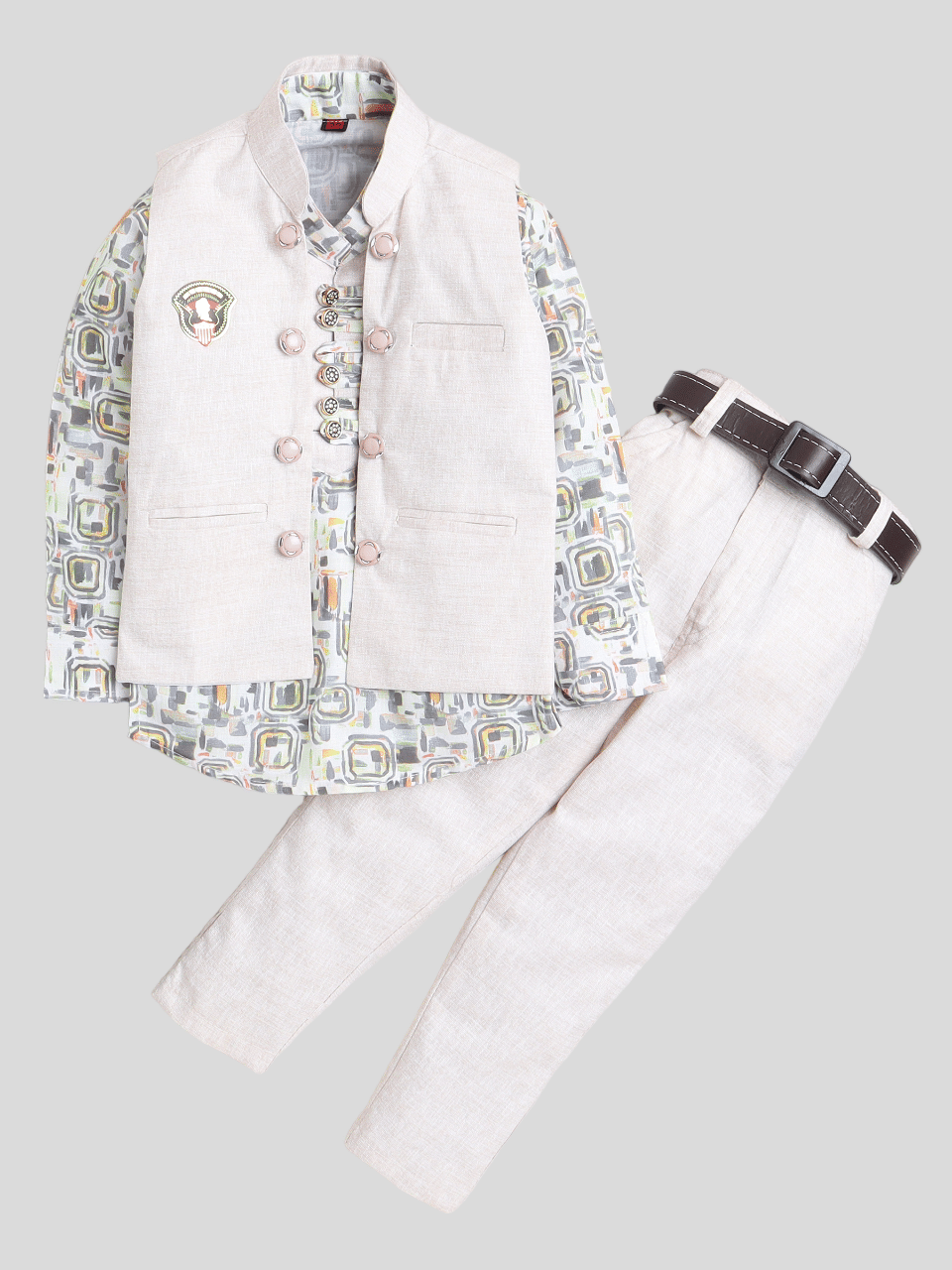 Fourfolds - Gray Cotton Blend Baby Boy Shirt & Trouser ( Pack of 1 ) Fourfolds - Gray Cotton Blend Baby Boy Shirt & Trouser ( Pack of 1 )