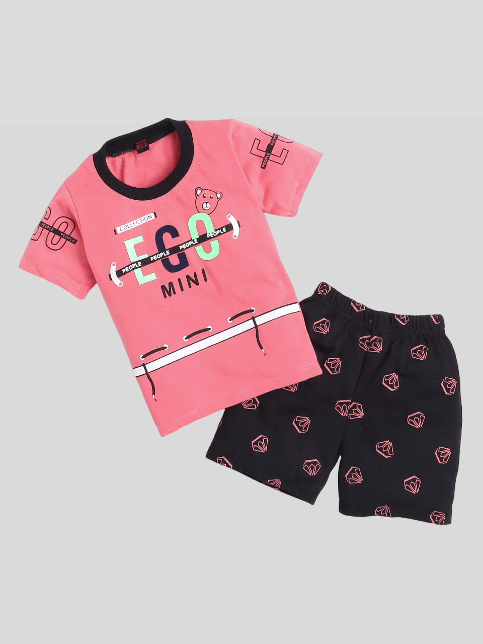 Fourfolds Pack of 1 Baby Boys Cotton T-Shirt & Shorts ( Pink ) Fourfolds Pack of 1 Baby Boys Cotton T-Shirt & Shorts ( Pink )