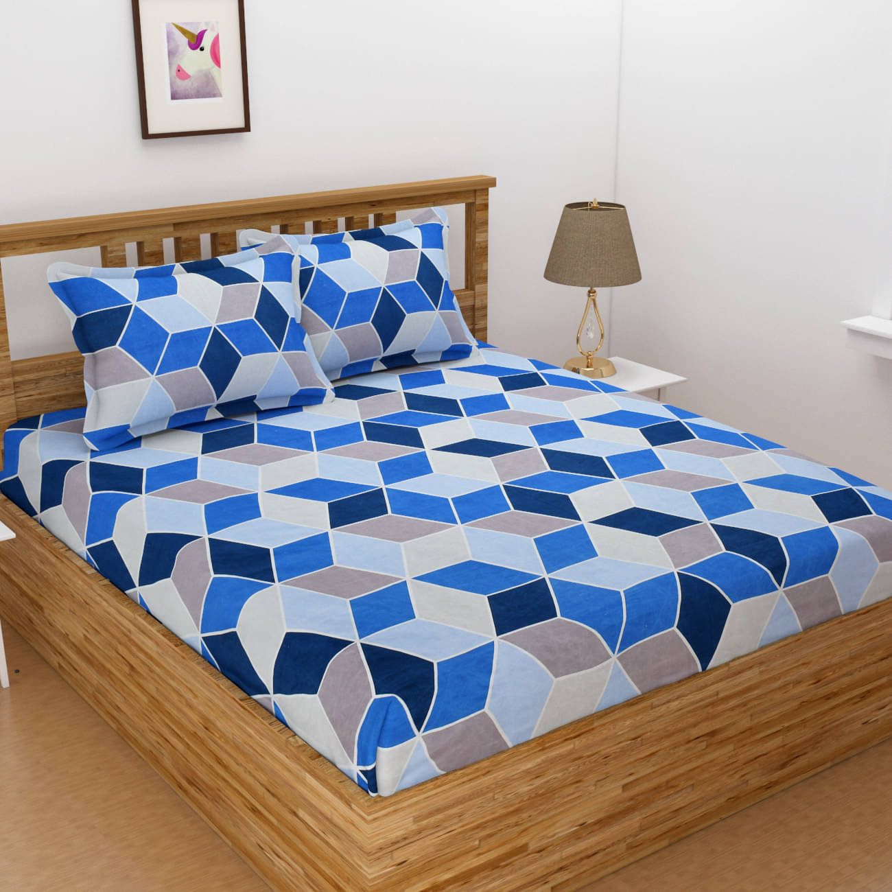 Homefab India Microfiber Double Bedsheet ( Blue ) Homefab India Microfiber Double Bedsheet ( Blue )
