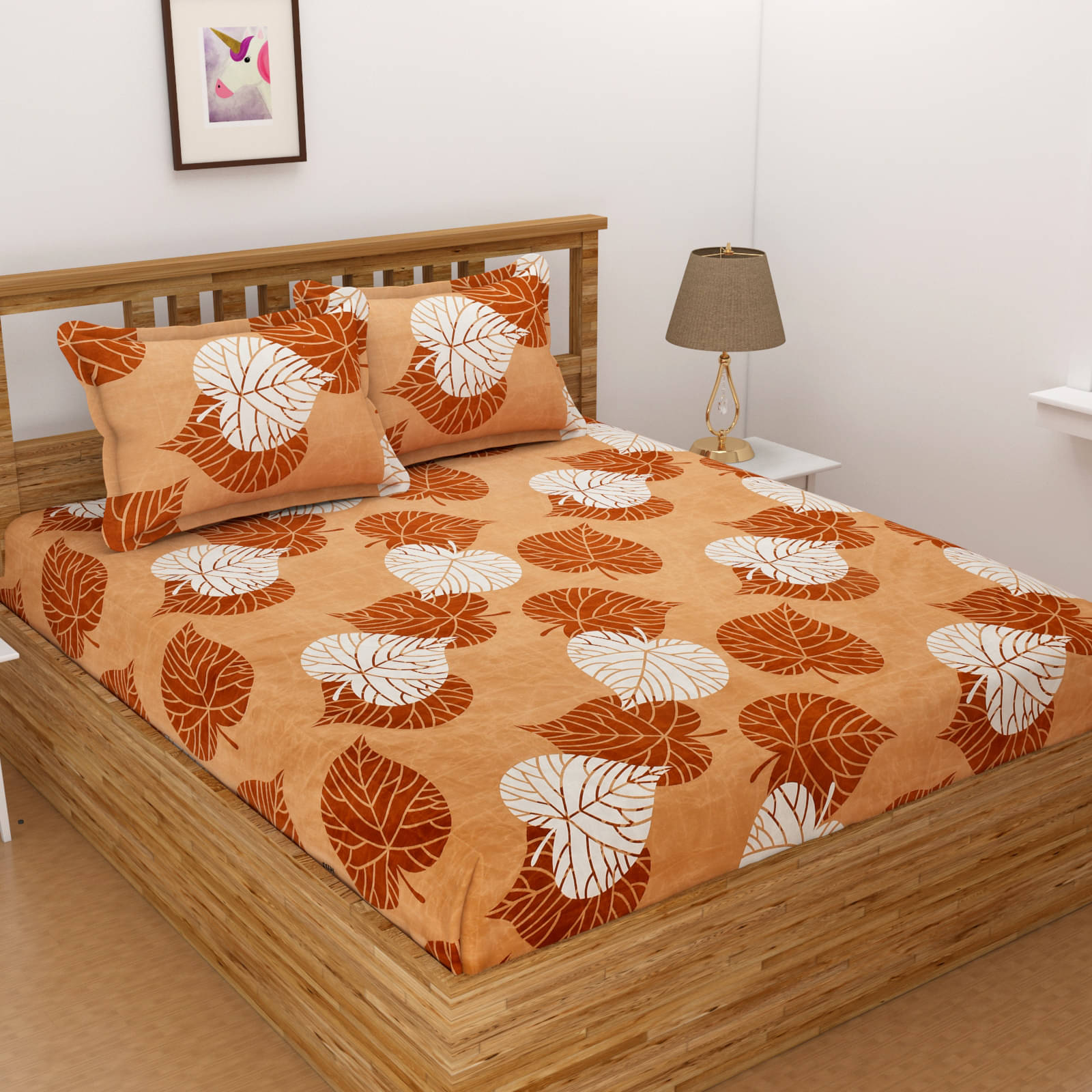     			Homefab India Microfiber Double Bedsheet ( Peach )