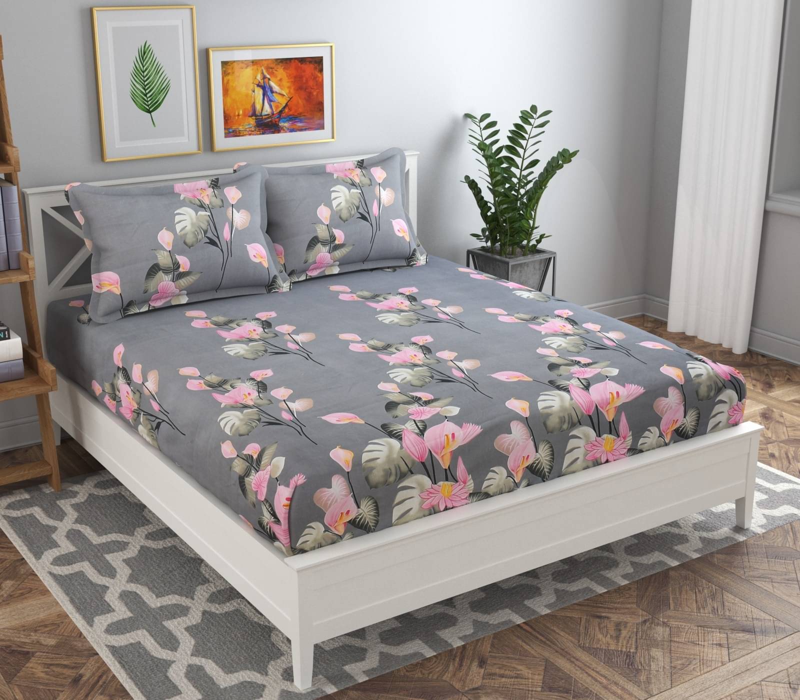     			Homefab India Microfiber Double Bedsheet ( Multicolor )