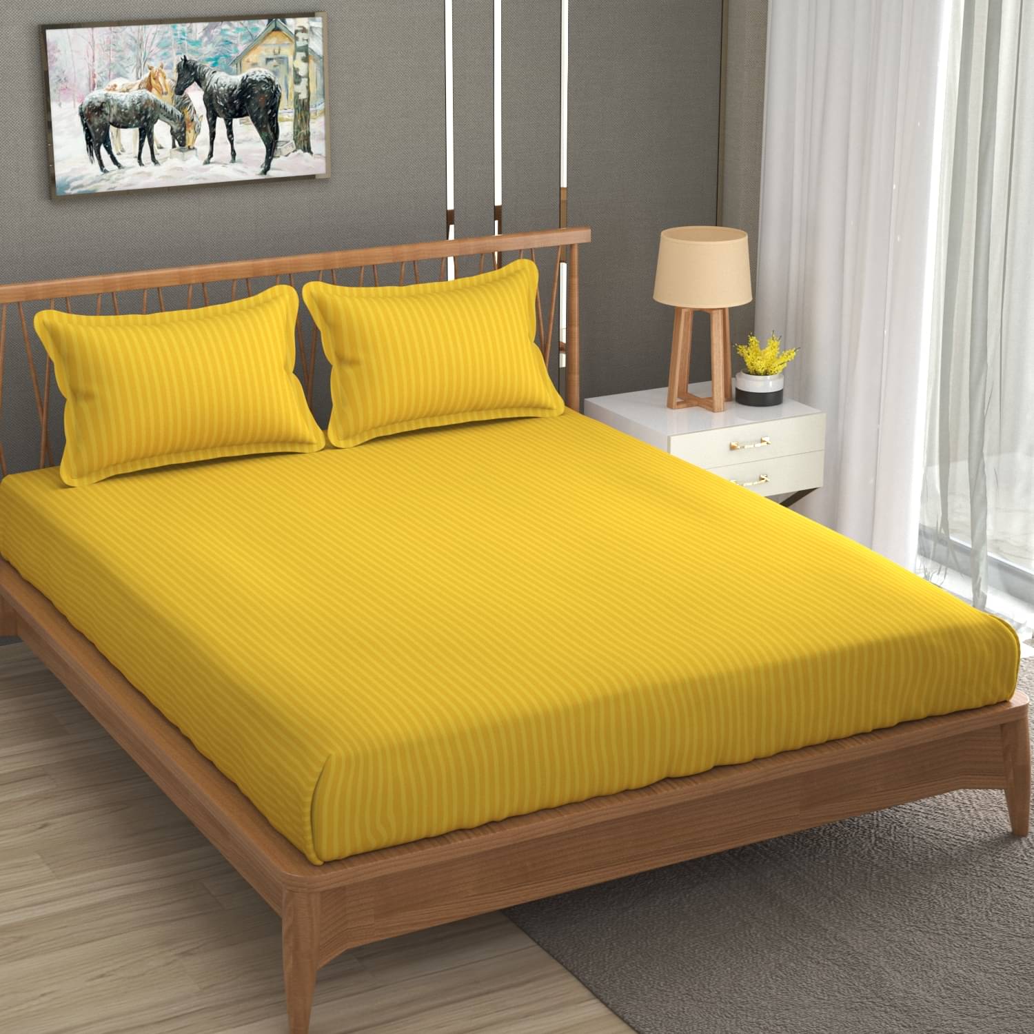 Homefab India Microfiber Double Bedsheet ( Yellow ) Homefab India Microfiber Double Bedsheet ( Yellow )