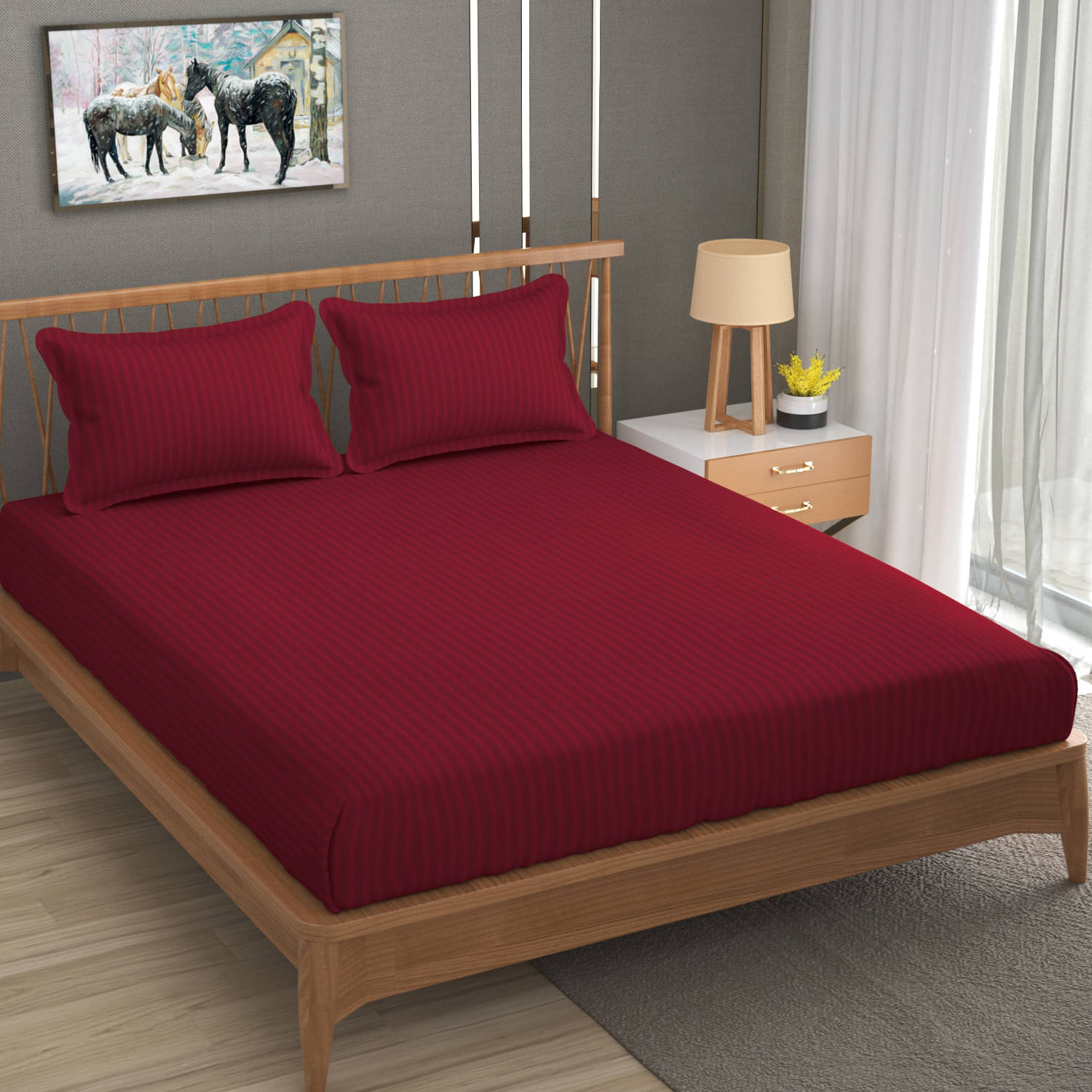    			Homefab India Microfiber Double Bedsheet ( Maroon )