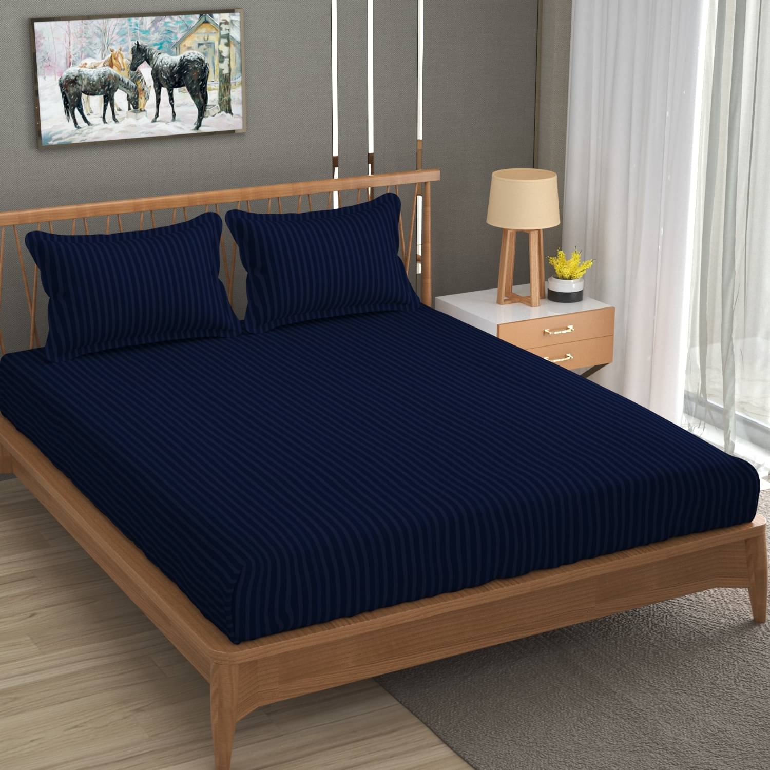 Homefab India Microfiber Double Bedsheet ( Navy )     			Homefab India Microfiber Double Bedsheet ( Navy )