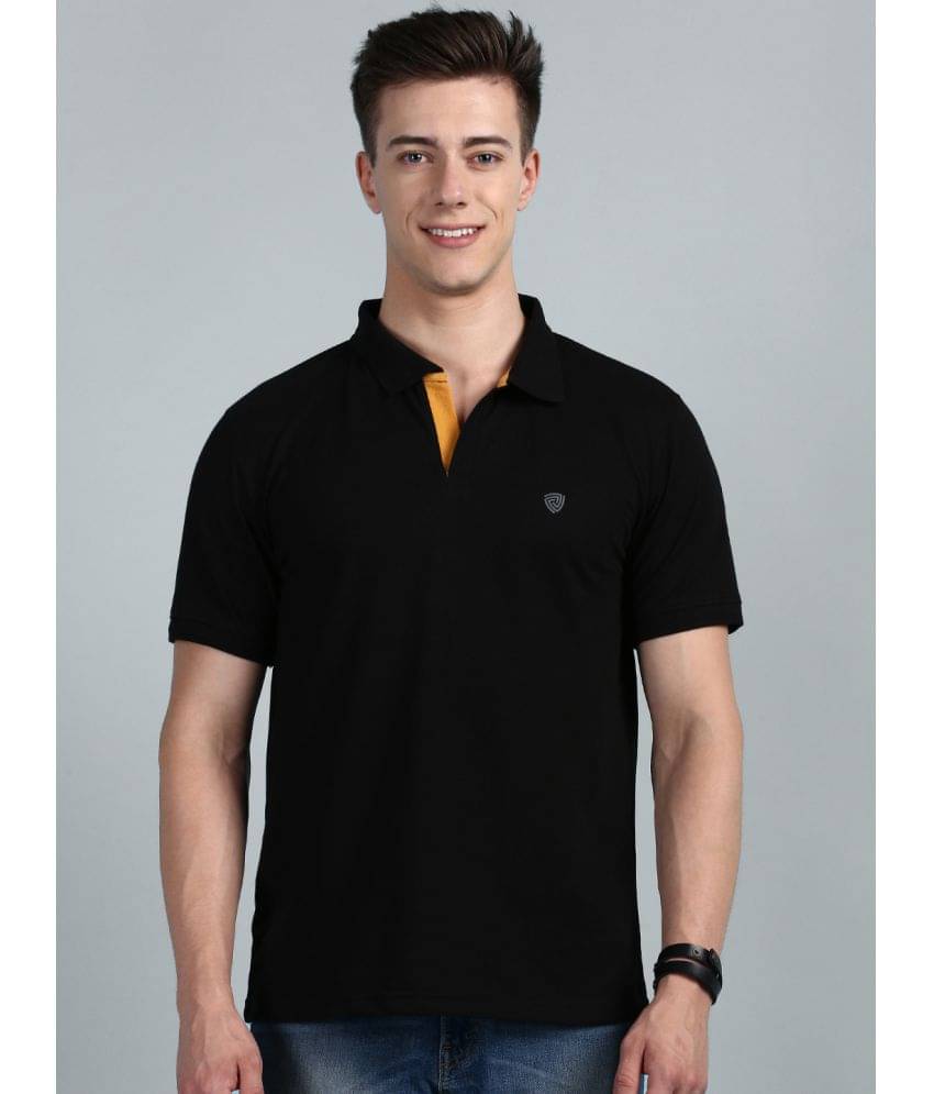     			Lux Cozi Cotton Regular Fit Solid Half Sleeves Men's Polo T Shirt - Black ( Pack of 1 )