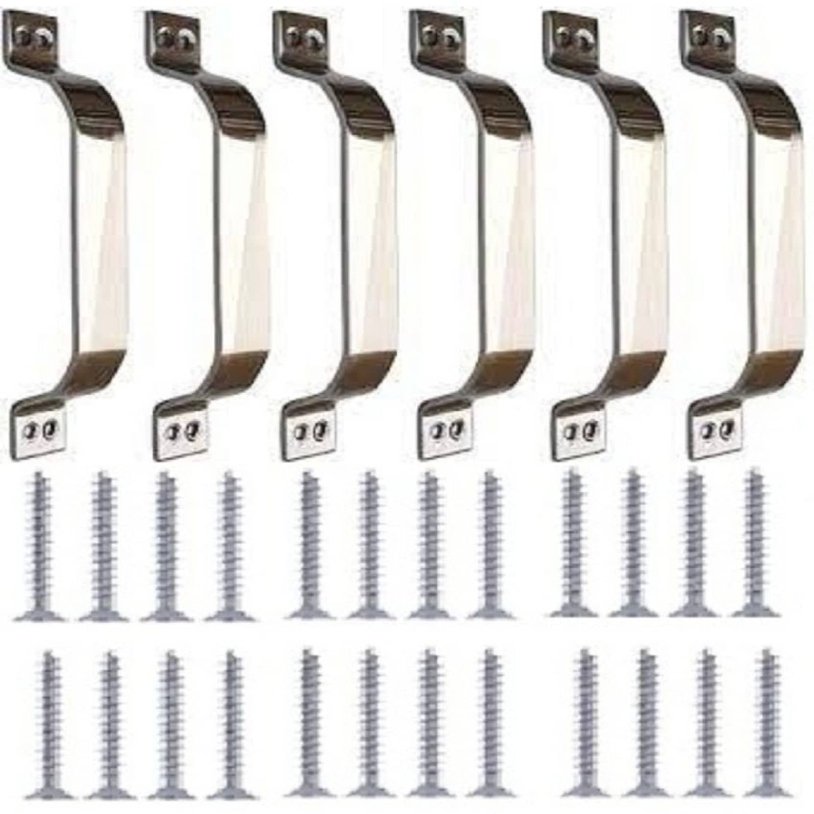 ONJECX Stainless Steel 6 Inches Handle for Home & Kitchen Doors/Cabinet/Window Handles - Hox (Pack of 6 Pcs) SS016H
