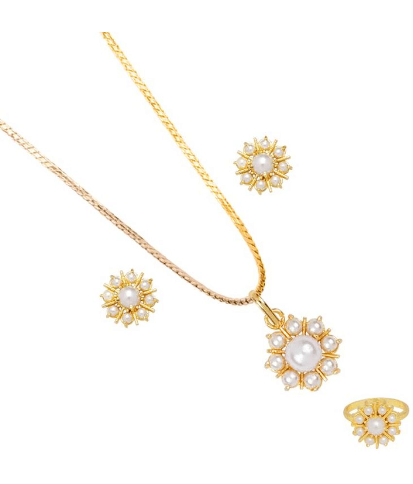     			PUJVI - White Pendant set ( Pack of 1 )