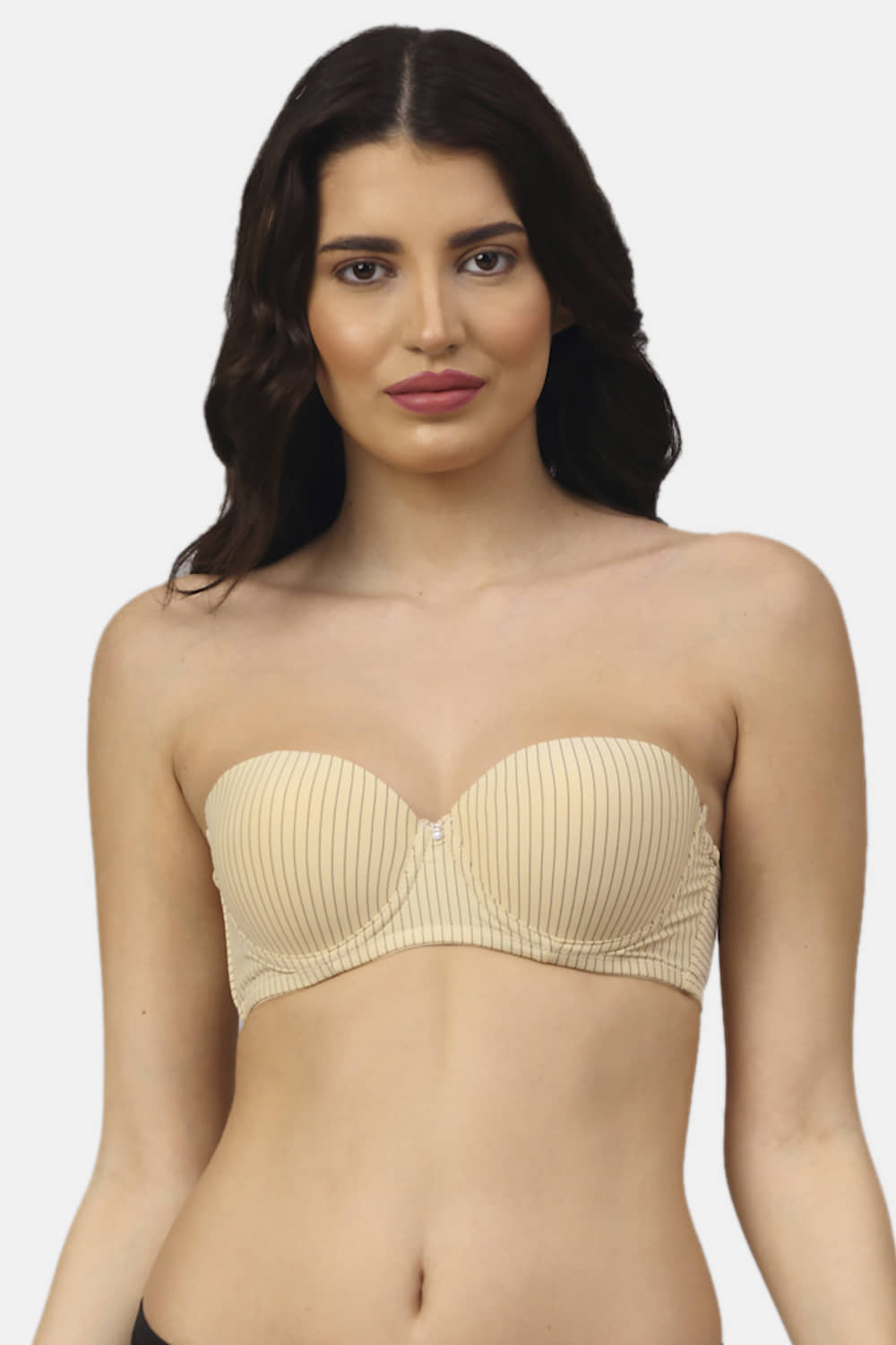 PrettyCat Polyester Lightly Padded Women's Balconette Bra ( Beige )